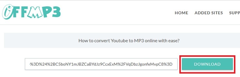 paste video link on offmp3